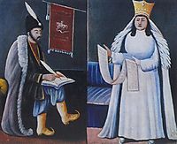 Shota Rustaveli and Queen Tamar, 1915, pirosmani