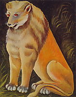 Sitting yellow lion, pirosmani