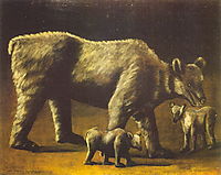The white bear with cubs, 1916, pirosmani