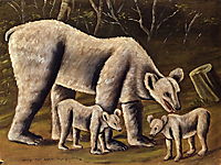 The white bear with cubs, c.1910, pirosmani