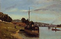 Barges at Le Roche Guyon, 1865, pissarro