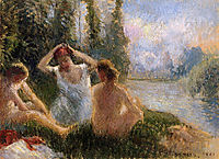 Bathers Seated on the Banks of a River, 1901, pissarro
