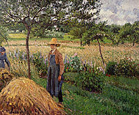 Grey Weather, Morning with Figures, Eragny, 1899, pissarro