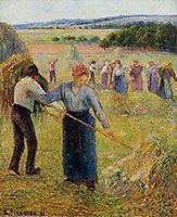 Haymaking at Eragny, 1891, pissarro