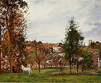 Landscape With A White Horse In A Field, L-Ermitage, 1872, pissarro