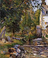 Laundry and Mill at Osny, 1884, pissarro