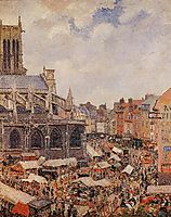 The Market Surrounding the Church of Saint-Jacques, Dieppe, 1901, pissarro