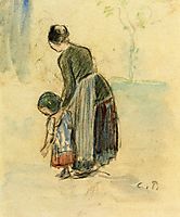 Peasant and Child, c.1890, pissarro