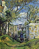 Peasant pushing a wheelbarrow, 1874, pissarro