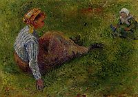 Peasant Sitting with Infant, 1881, pissarro