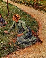 Peasant Trimming the Lawn, 1882, pissarro