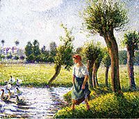 Peasant Woman Watching the Geese, 1890, pissarro