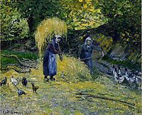 Peasants Carrying Straw, Montfoucault, 1875, pissarro