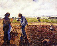 Peasants in the Field, Eragny, 1890, pissarro