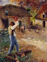 Pere Melon Cutting Wood, 1880, pissarro