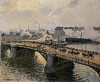 The Pont Boieldieu, Rouen, Sunset, Misty Weather, 1896, pissarro