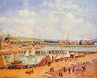 The Port of Dieppe, the Dunquesne and Berrigny Basins High Tide, Sunny Afternoon, 1902, pissarro