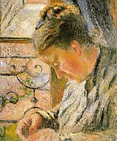 Portrait of Madame Pissarro Sewing near a Window, c.1879, pissarro