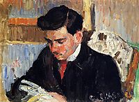 Portrait of Rodo Pissarro Reading, c.1900, pissarro