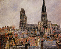 The Roofs of Old Rouen Grey Weather, 1896, pissarro
