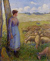Shepherdess and Sheep, 1887, pissarro