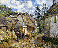 A Street in Auvers (Thatched Cottage and Cow), 1880, pissarro