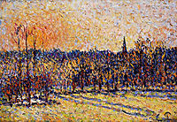 Sunset, Bazincourt Steeple, pissarro