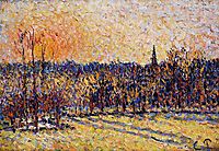 Sunset, Bazincourt Steeple, c.1890, pissarro