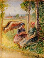 Two Cowherds by the River, c.1895, pissarro
