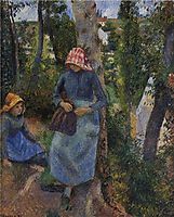 Two Young Peasants Chatting under the Trees, 1881, pissarro