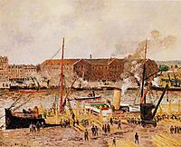 Unloading Wood at Rouen, 1896, pissarro