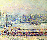 View of Bazincourt, Frost, Morning, 1892, pissarro