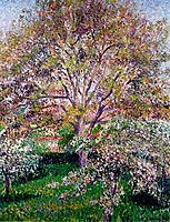 Wallnut and Apple Trees in Bloom at Eragny, pissarro