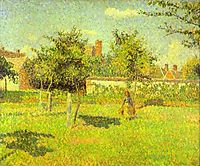 Woman in an Orchard, Spring Sunshine in a Field, Eragny, 1887, pissarro