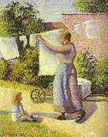 Woman Hanging up the Washing, 1887, pissarro