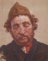 Head of red-headed man with yellow cap, c.1885, polenov