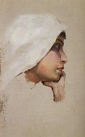 The head of a young woman in a white veil, c.1885, polenov