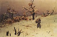A soldier with a bundle of firewood, 1883, polenov
