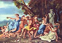 Bacchanal before a Statue of Pan, 1633, poussin