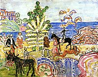 Fantasy (also known as Fantasy with Flowers, Animals and Houses), c.1915, prendergast