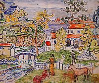 Figures and Donkeys (also known as Fantasy with Horse), c.1915, prendergast