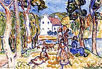 Landscape with Figures and Goat, c.1919, prendergast