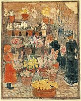 Roma Flower Stall (also known as Flower Stall or Roman Flower Stall), c.1899, prendergast