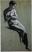 Drawing of Female Nude with charcoal and chalk, 1800, prudhon