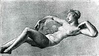 Reclining female nude, prudhon
