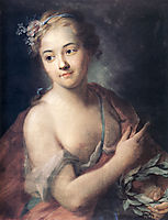 Nymph followed by Apollo holding a laurel wreath, quentindelatour