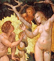 The Saintanza della Segnatura Ceiling, Adam and Eve, detail_1, 1509-1511, raphael