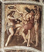 The Saintanza della Segnatura Ceiling, Apollo and Marsyas, 1509-1511, raphael