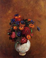 Bouquet of Flowers in a White Vase, redon