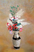 Bouquet with White Lilies in a Japanese Vase, redon